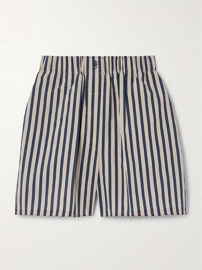 The Frankie Shop Lui Striped Cotton-blend Poplin Shorts - x large