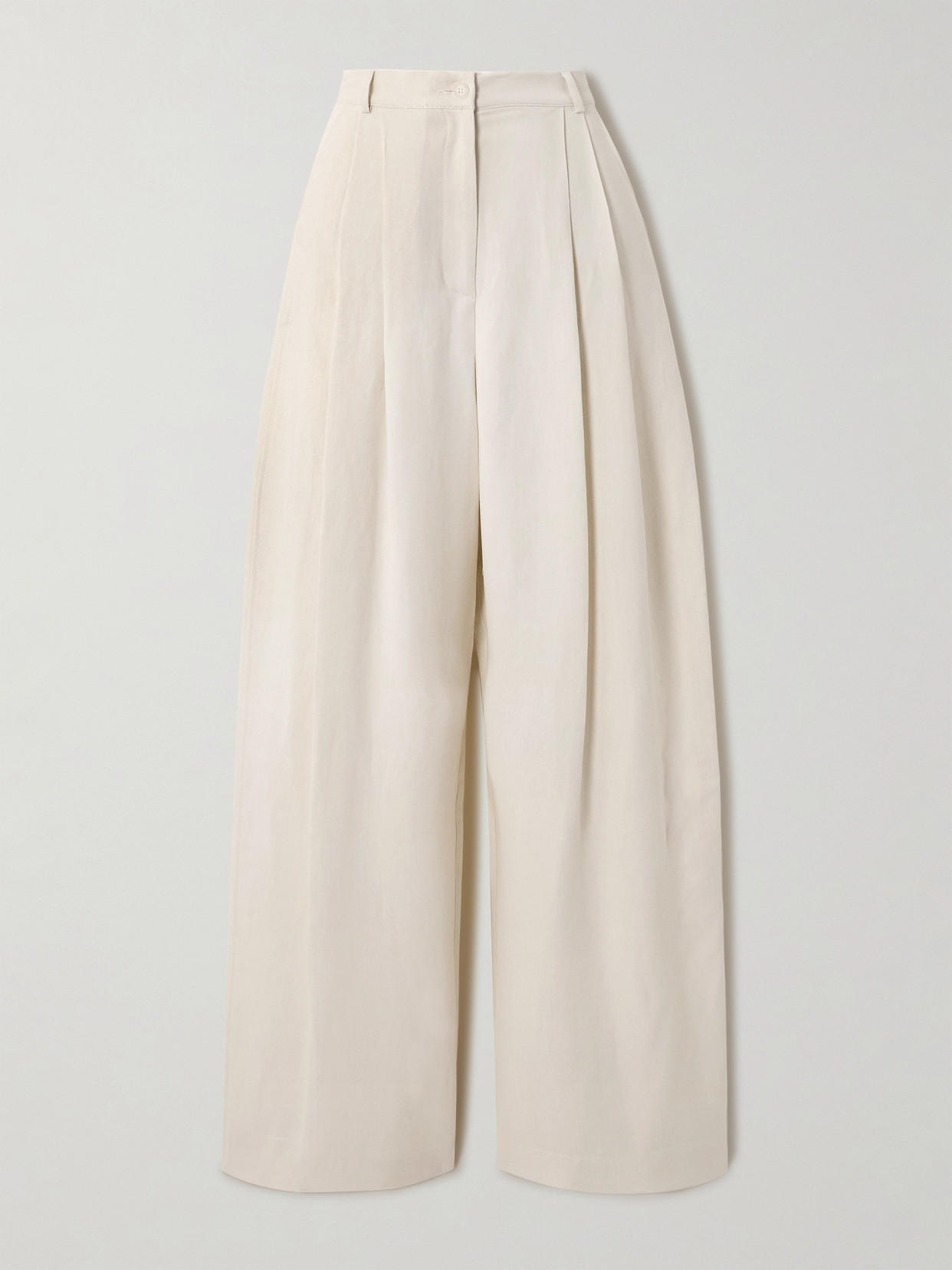 Shop The Frankie Shop Piper Pleated Twill Wide-leg Pants In White