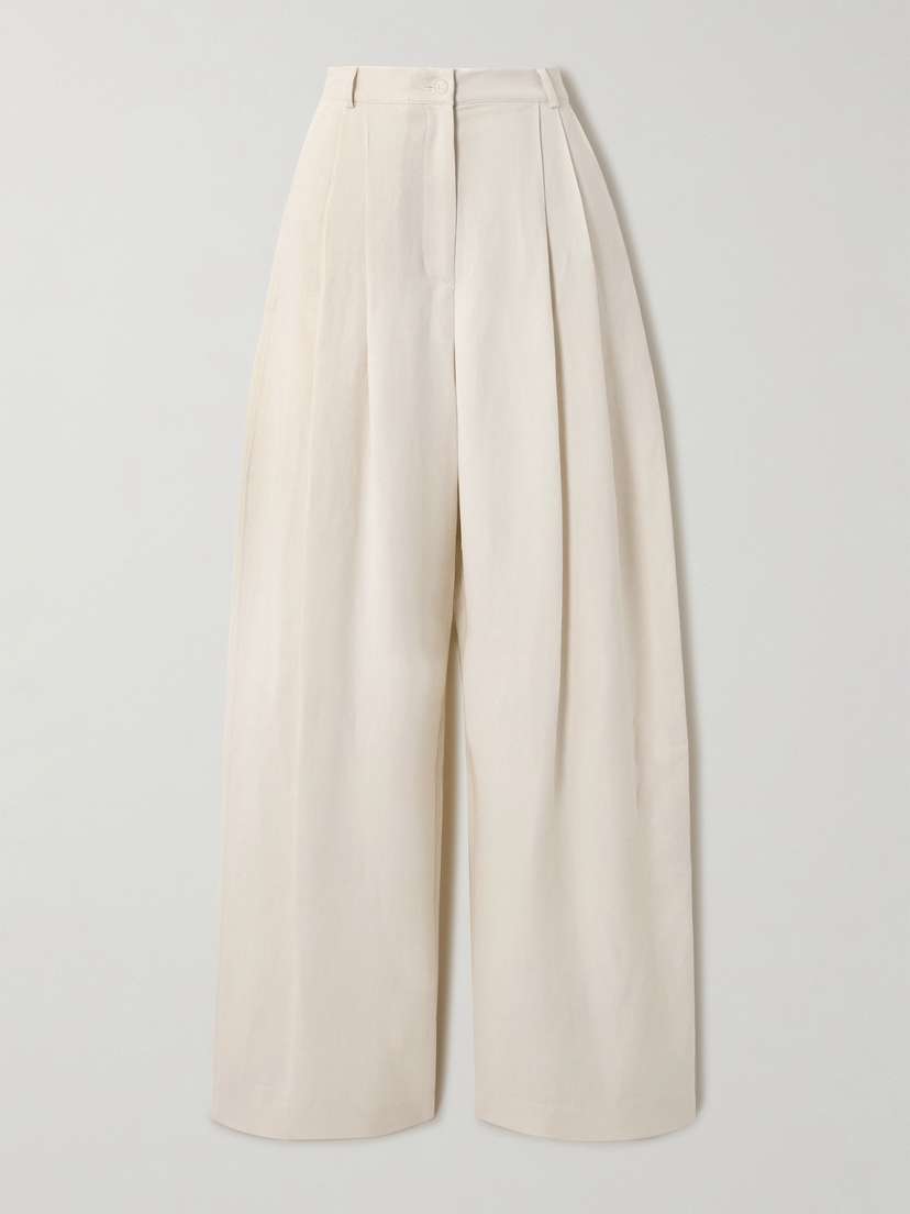 The Frankie Shop Piper Pleated Twill Wide-leg Pants