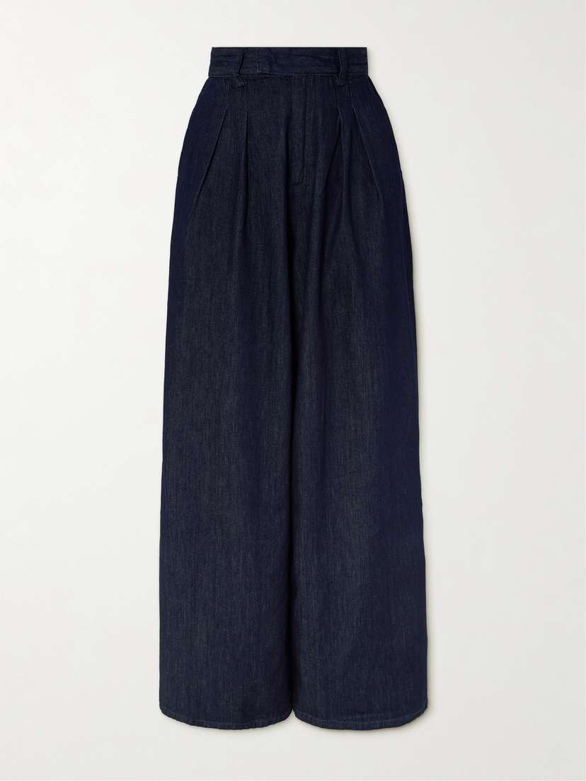The Frankie Shop Nolan Pleated Denim Wide-leg Pants