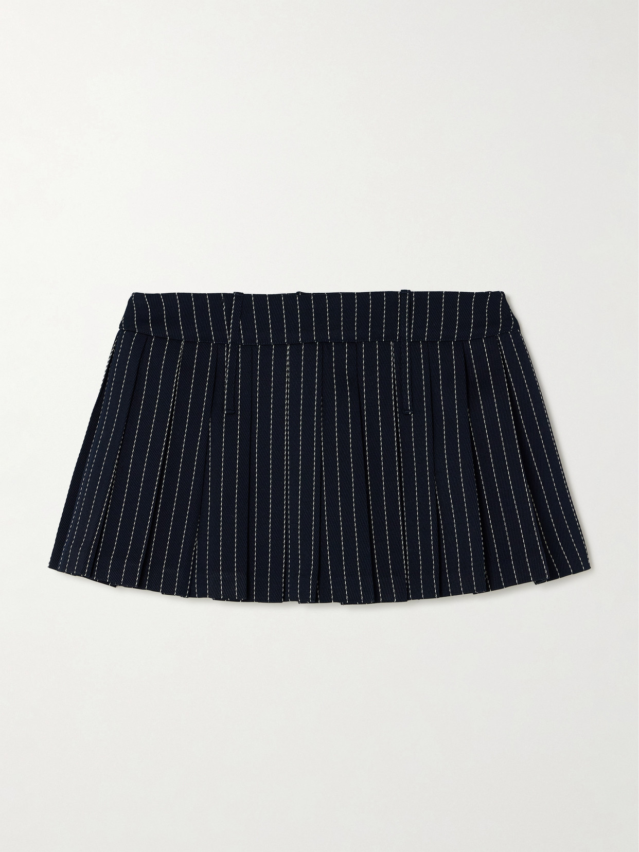 The Frankie Shop Blake Pleated Pinstriped Twill Mini Skirt In Blue