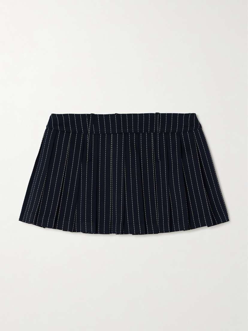 The Frankie Shop Blake Pleated Pinstriped Twill Mini Skirt