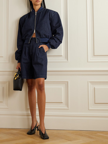 The Frankie Shop Xavier pleated denim shorts