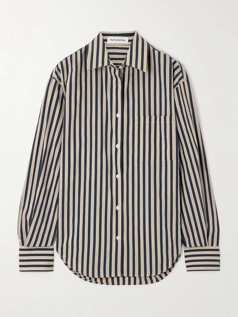 The Frankie Shop Lui Striped Cotton-blend Poplin Shirt - x large