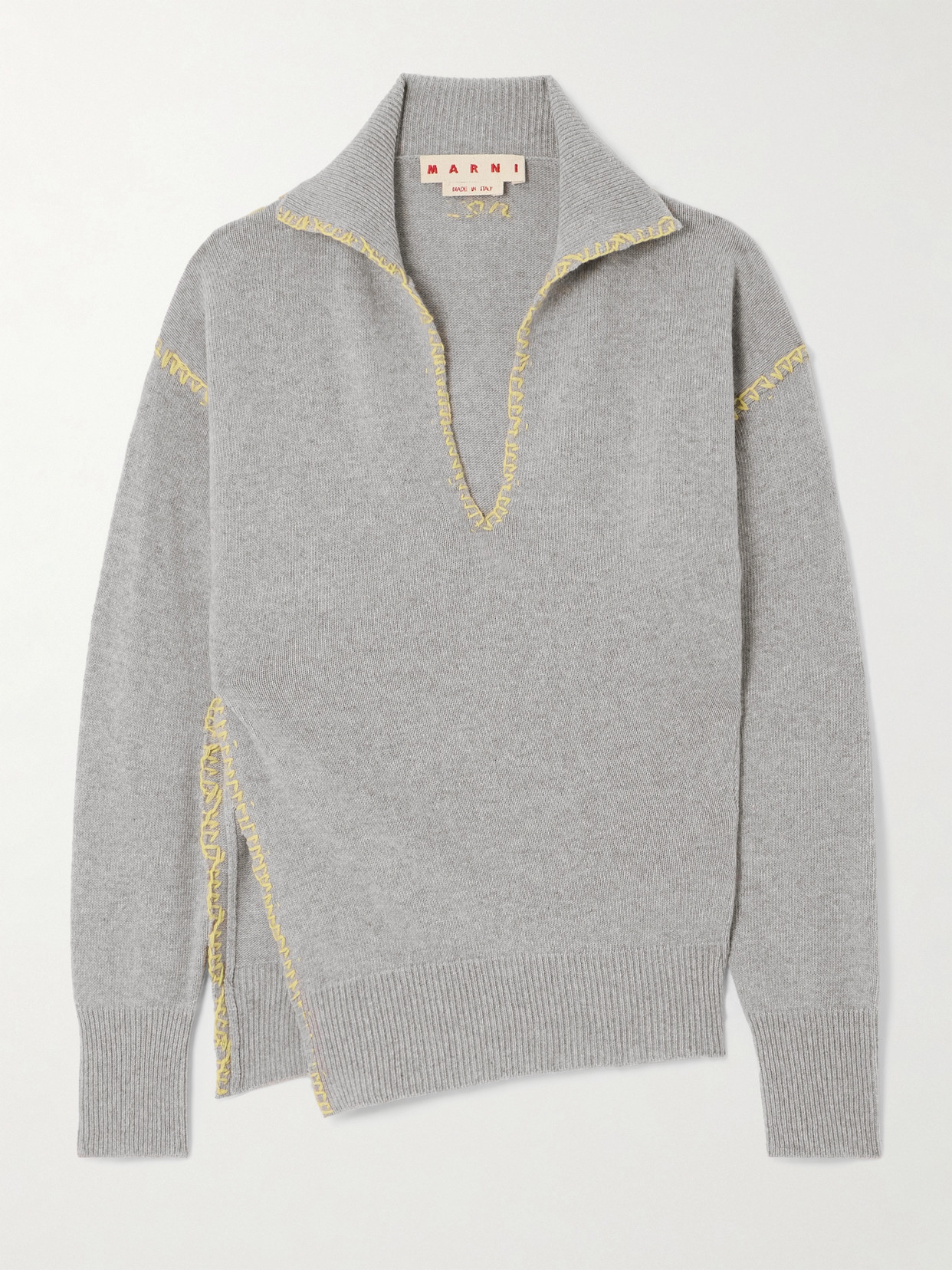 Marni - Whipstitched Wool And Cashmere-blend Sweater - Gray