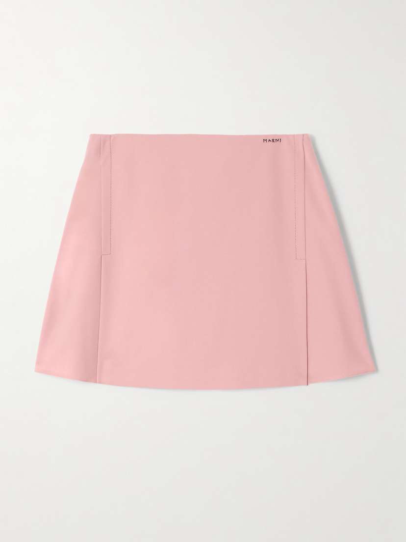 Marni Pleated Embroidered Woven Mini Skirt