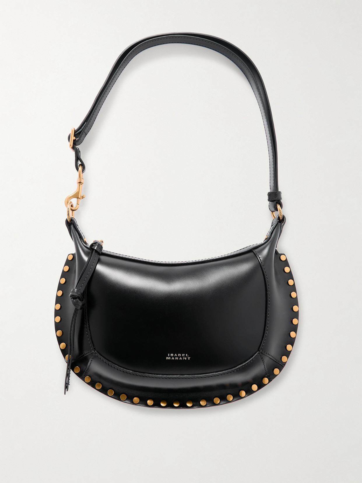 Isabel Marant Oskan Moon Studded Leather Shoulder Bag In Black