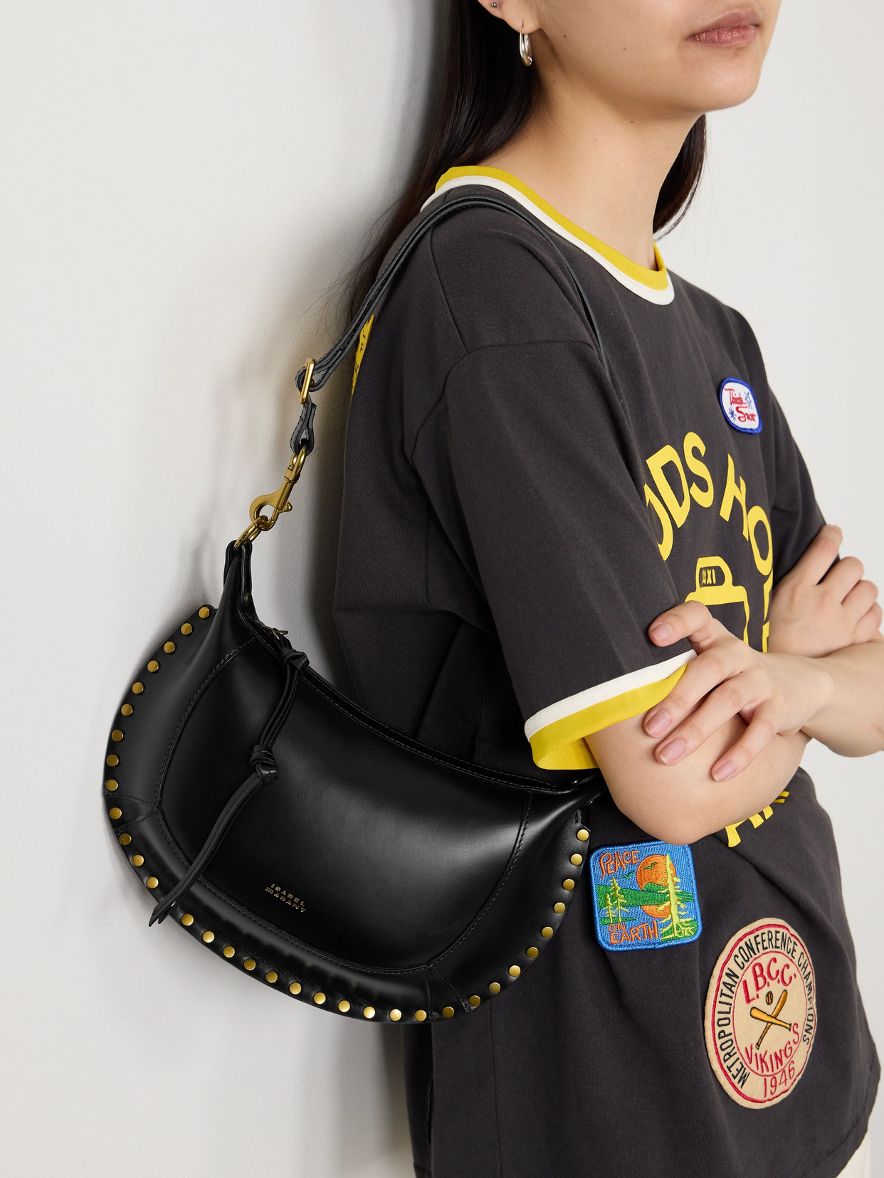 Oskan Moon Studded Shoulder Bag
