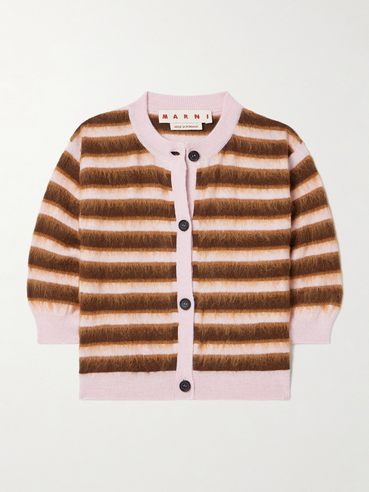 Marni - Striped Mohair Blend-trimmed Wool Cardigan - Pink