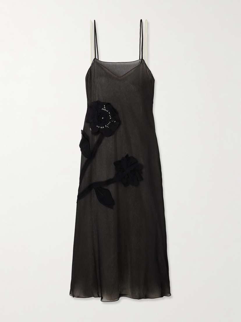 Marni Appliquéd Silk-crepon Midi Dress