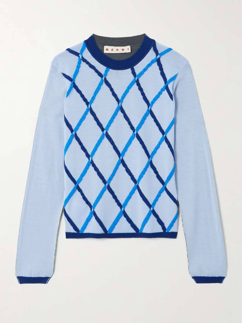 Marni Argyle Knitted Wool And Silk-blend Sweater