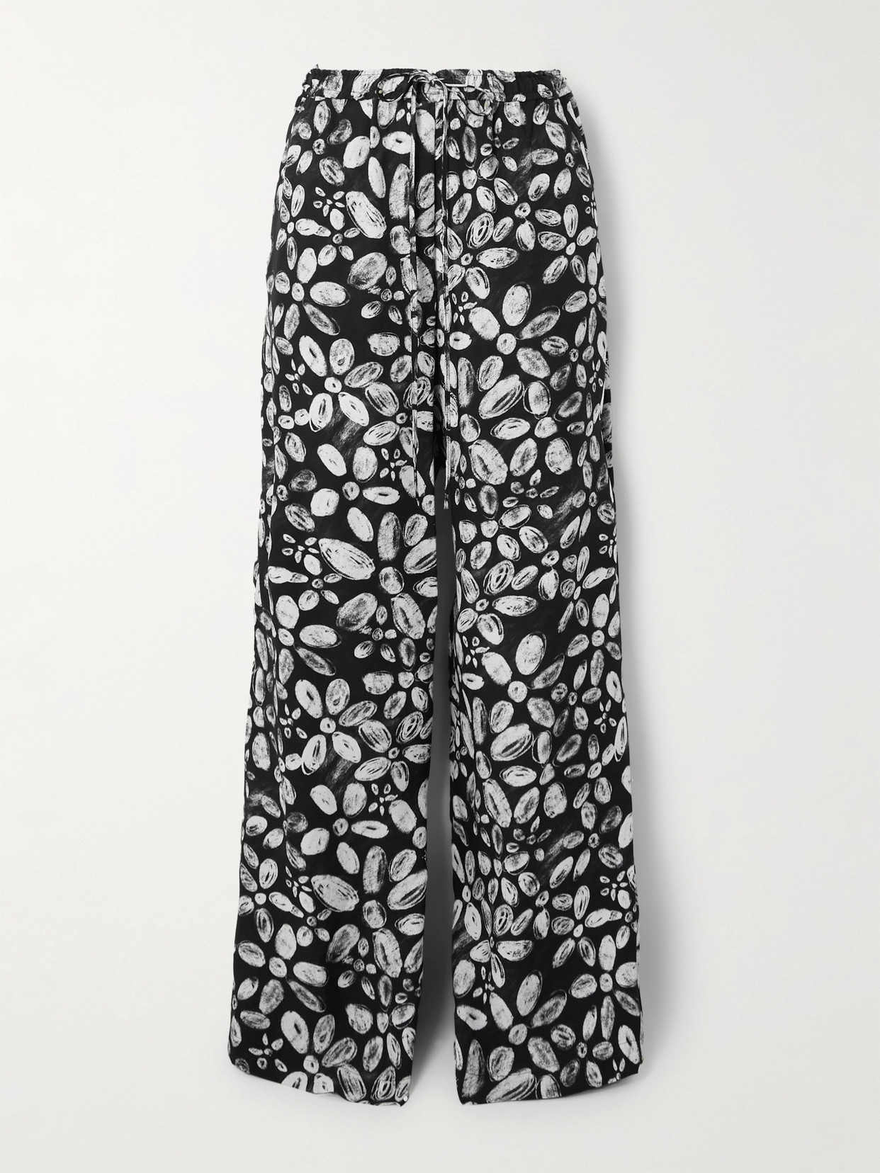 Marni Printed Crepe Straight-leg Pants In Black