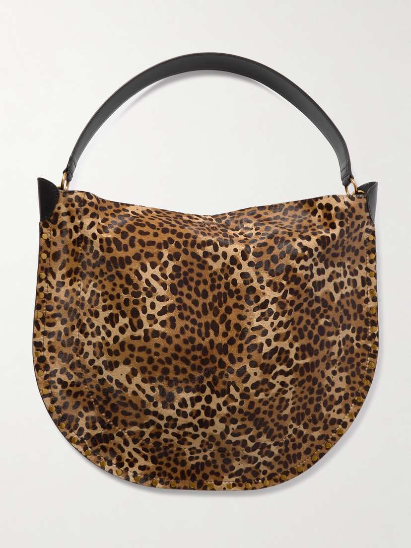 Isabel Marant Oskan Studded Leather-trimmed Leopard-print Calf Hair Tote Bag