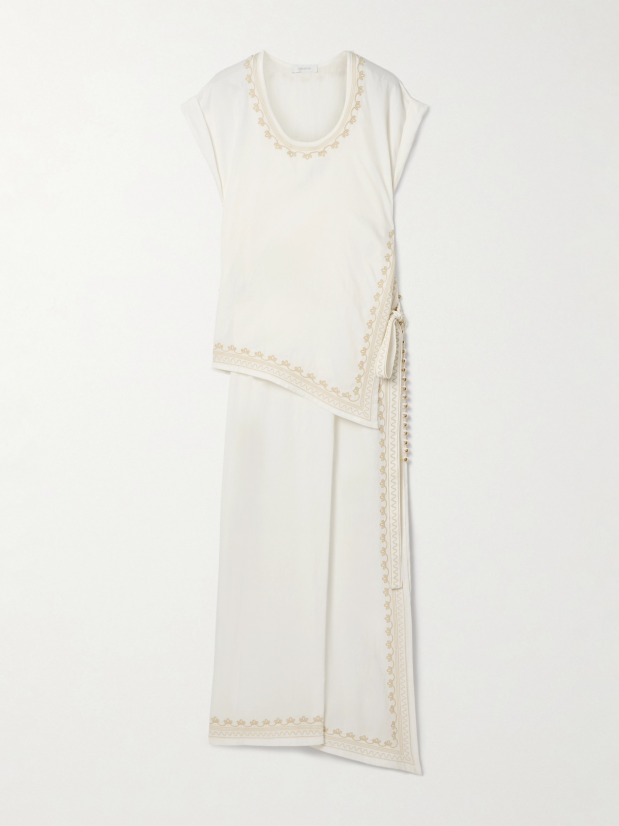 Rabanne - Embroidered Layered Twill Midi Dress - White