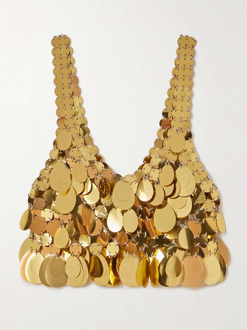 Rabanne Sparkle Assembly Paillette-embellished Chainmail Top