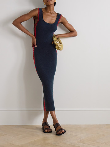 Rabanne Embellished crochet-trimmed cotton-blend chenille maxi dress