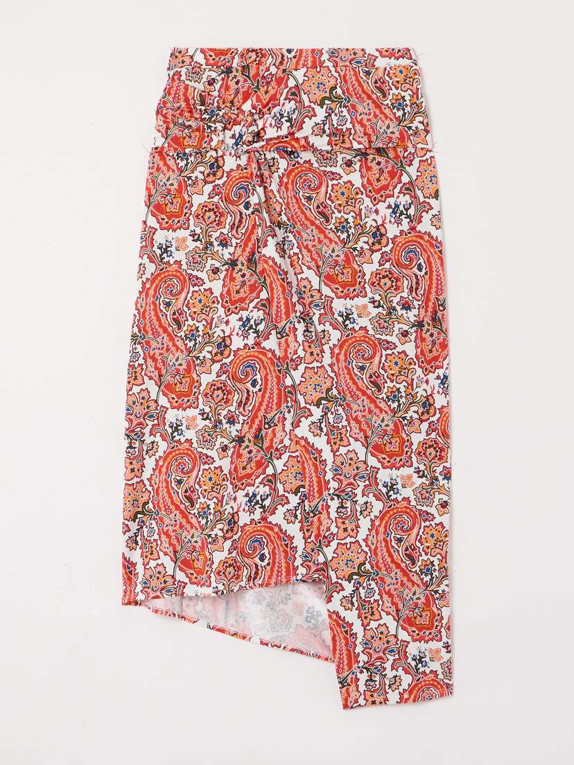 Rabanne Embellished Printed Asymmetric Stretch-jersey Wrap-effect Skirt