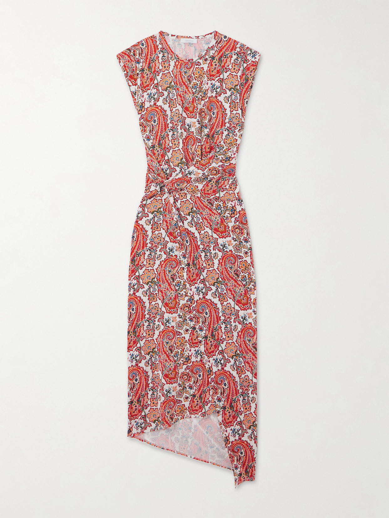 Rabanne - Embellished Asymmetric Paisley-print Stretch-jersey Midi Dress - Multi