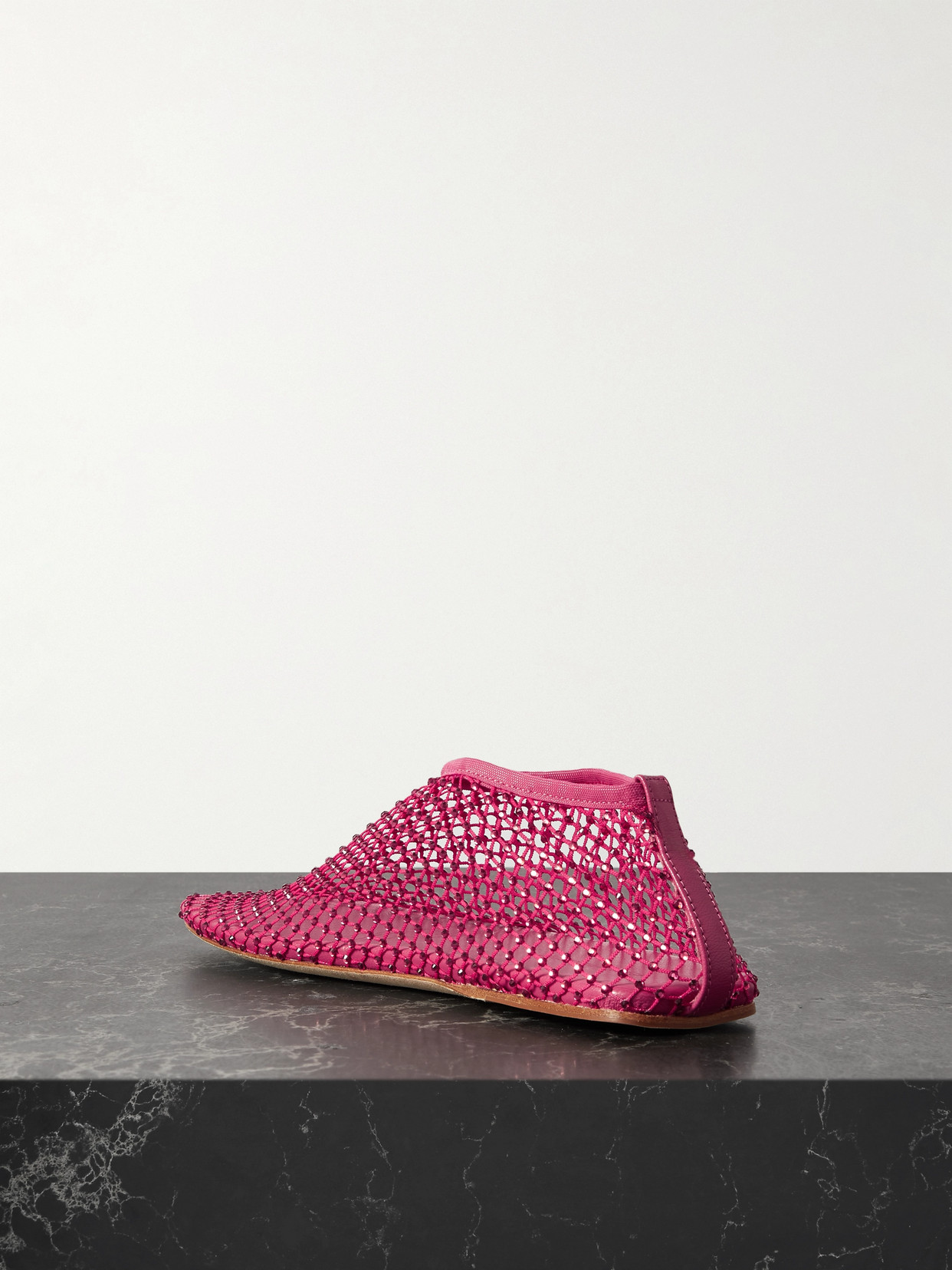 Christopher Esber Minette Crystal-embellished Mesh Ballet Flats In Pink