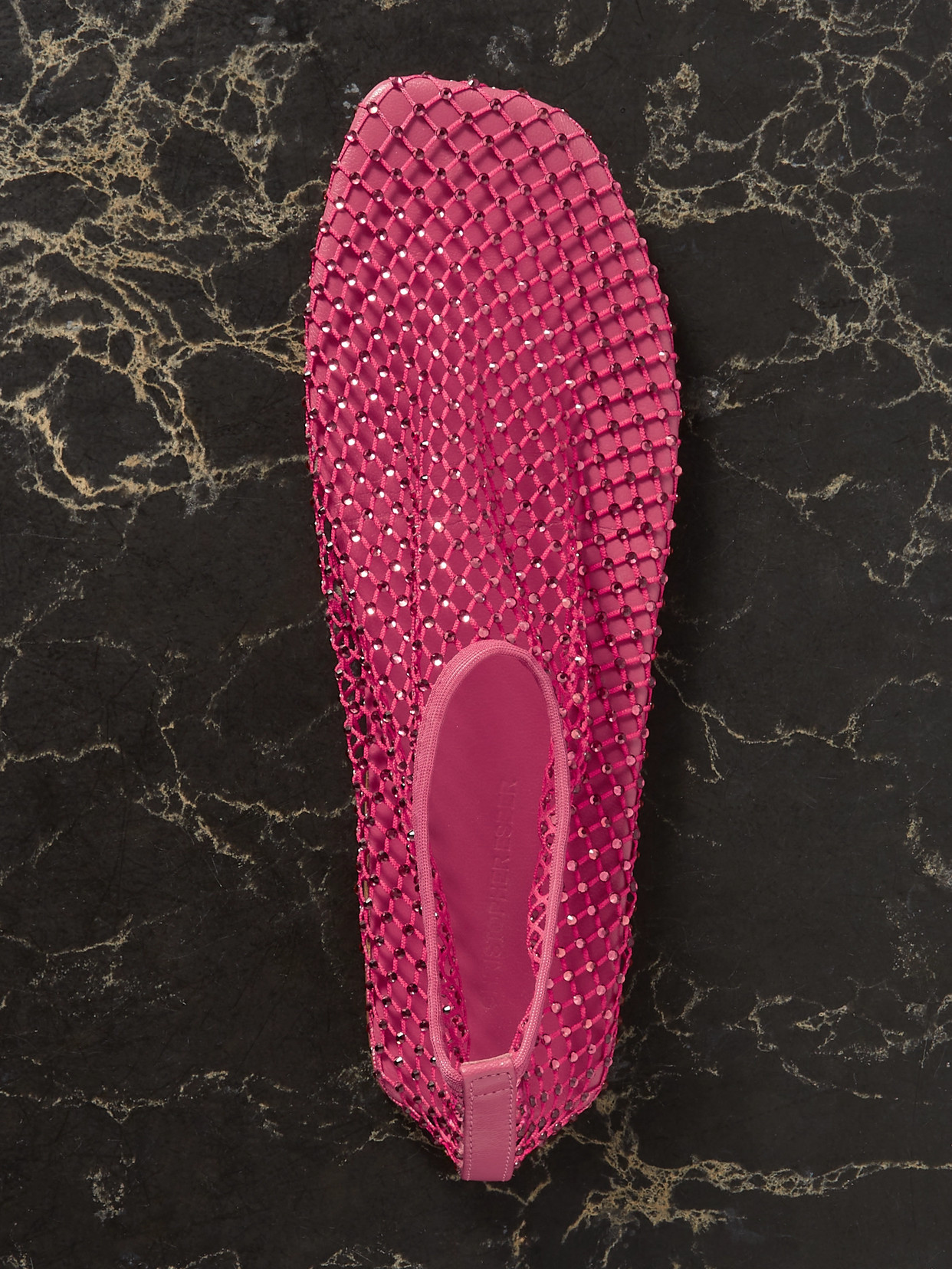 Christopher Esber Minette Crystal-embellished Mesh Ballet Flats In Pink
