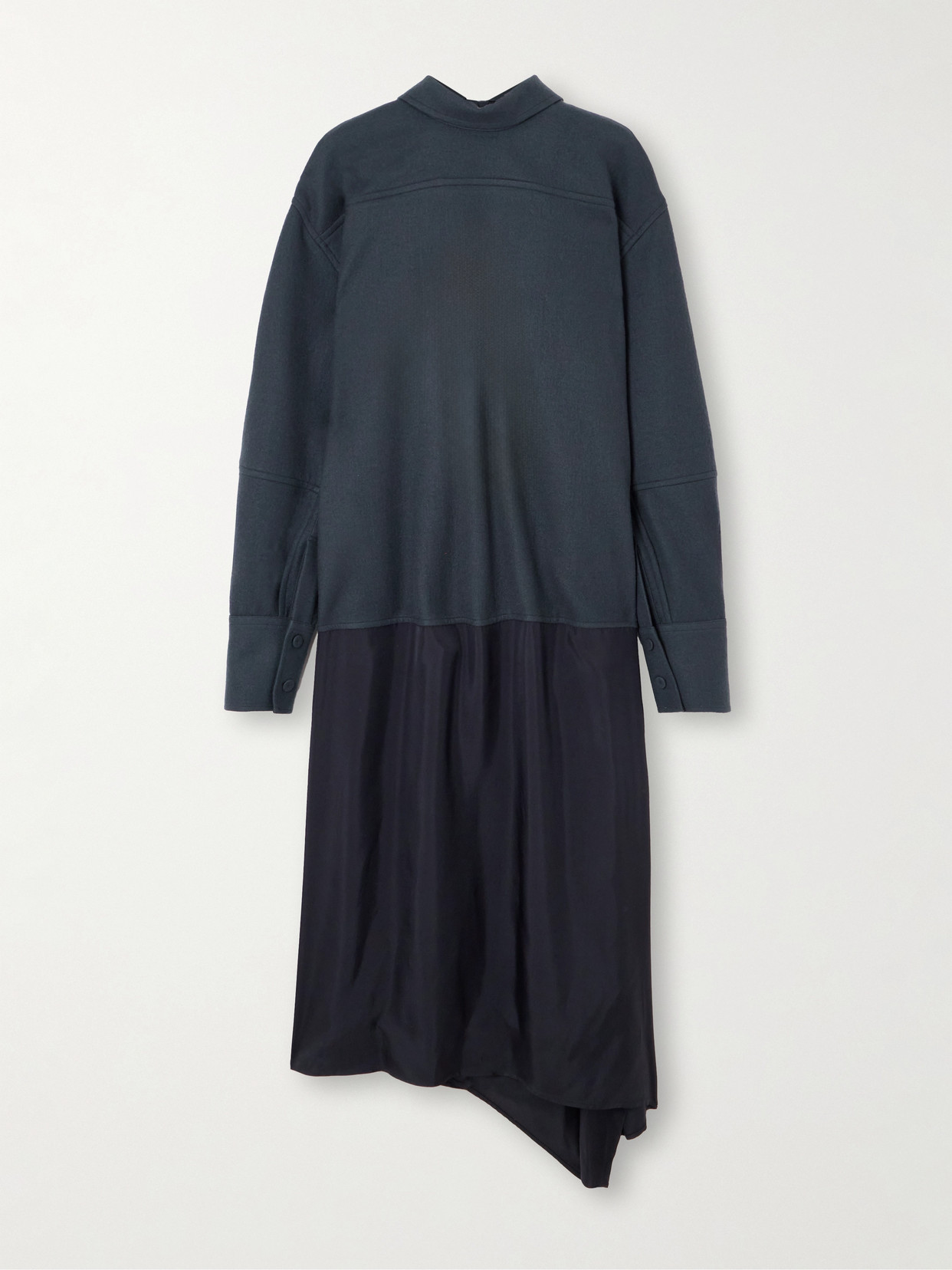 Jil Sander - Asymmetric Wool-felt And Satin-twill Dress - Blue
