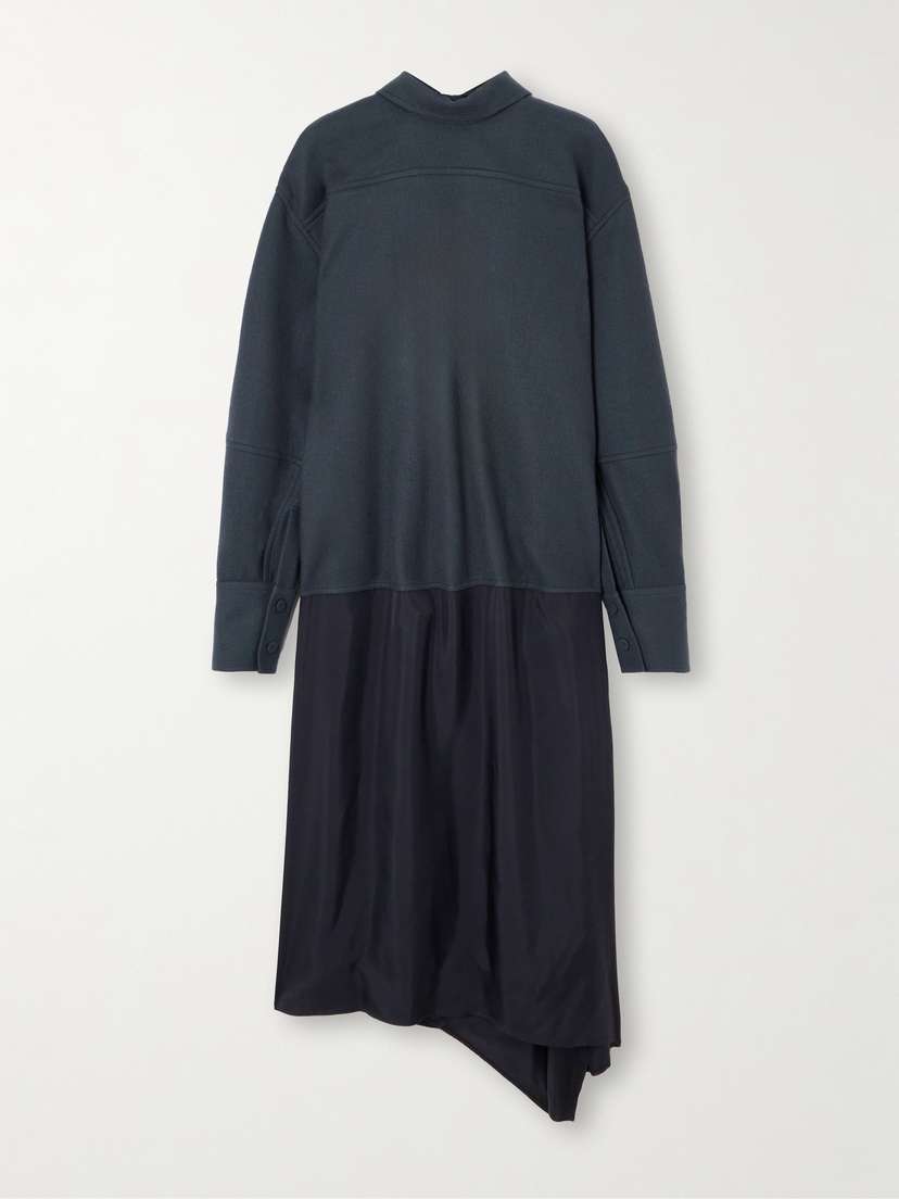 Jil Sander Asymmetric Wool-felt And Satin-twill Dress