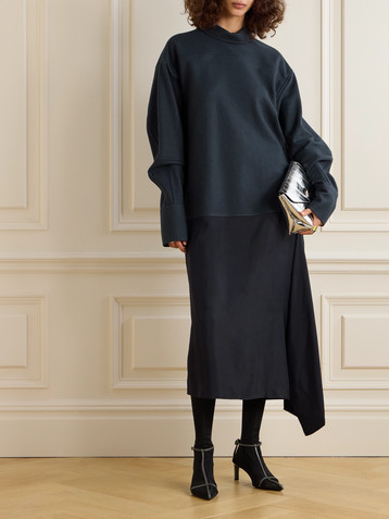 Jil Sander Asymmetric wool-felt and satin-twill dress