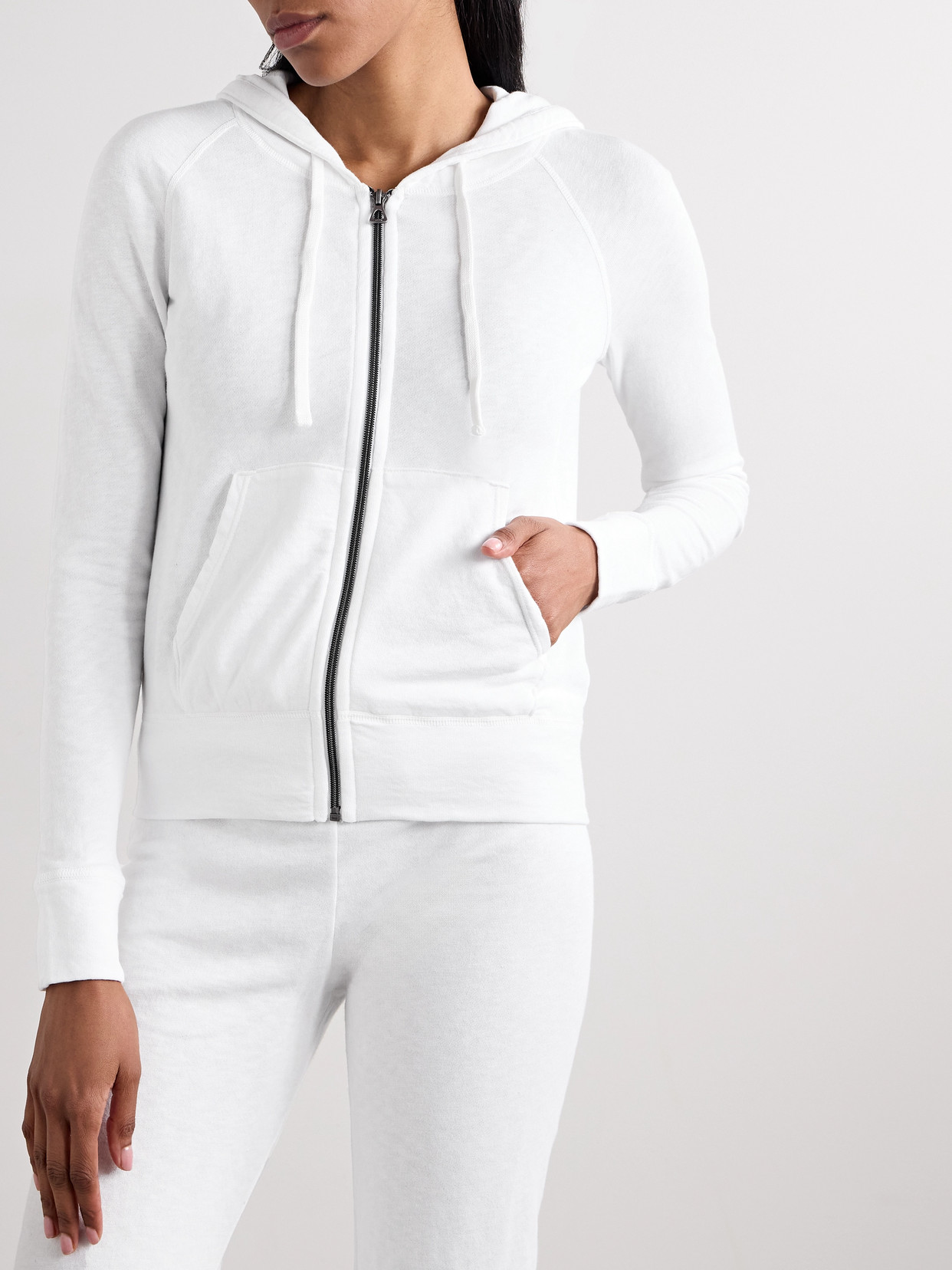 Shop James Perse French Cotton-terry Hoodie In White