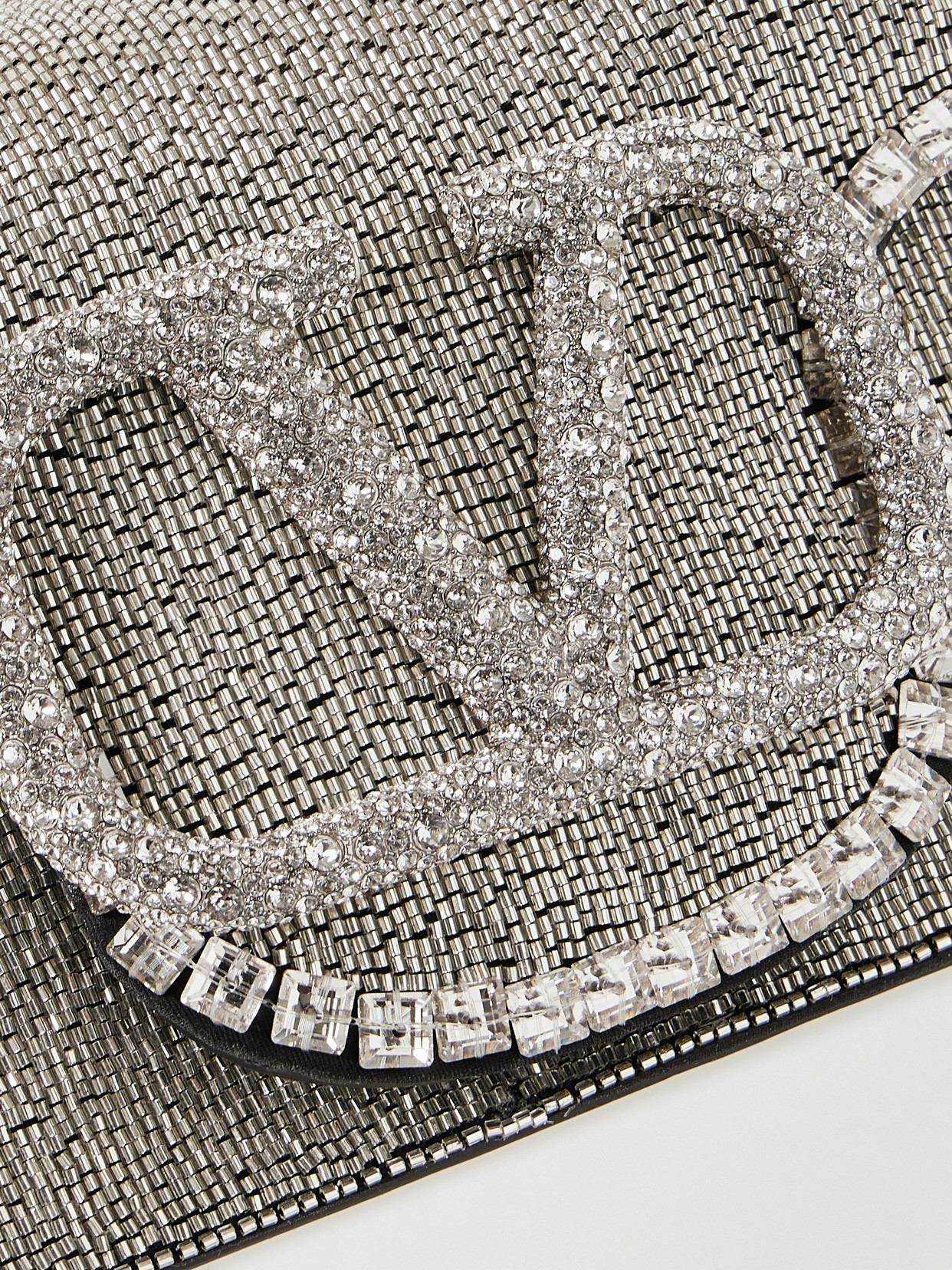 Valentino Locò Vlogo Small Embellished Leather Shoulder Bag In Silver