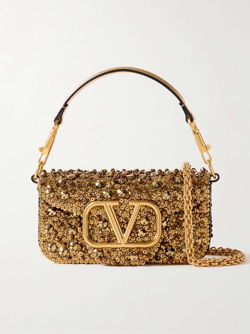 Valentino Garavani Locò Small Embellished Leather Bag