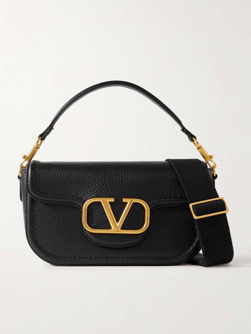 Valentino Garavani Vlogo Embellished Textured-leather Shoulder Bag