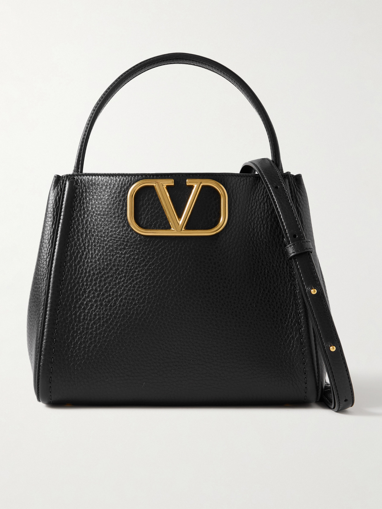 Valentino Garavani - Alltime Medium Textured-leather Shoulder Bag - Black