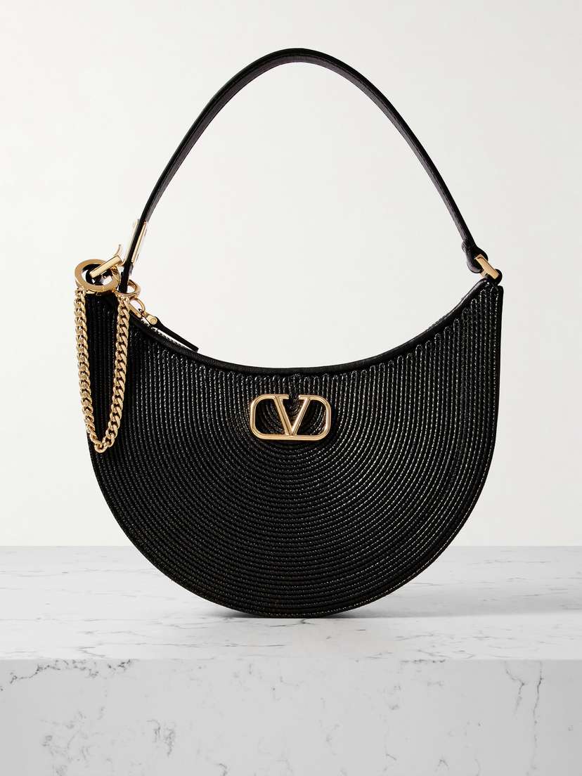 Valentino Garavani Vlogo Mini Pleated Leather Shoulder Bag