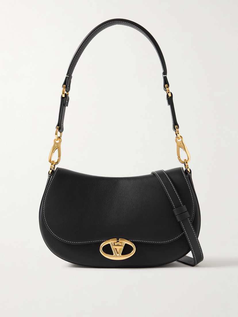 Valentino Garavani Ohval Leather Shoulder Bag
