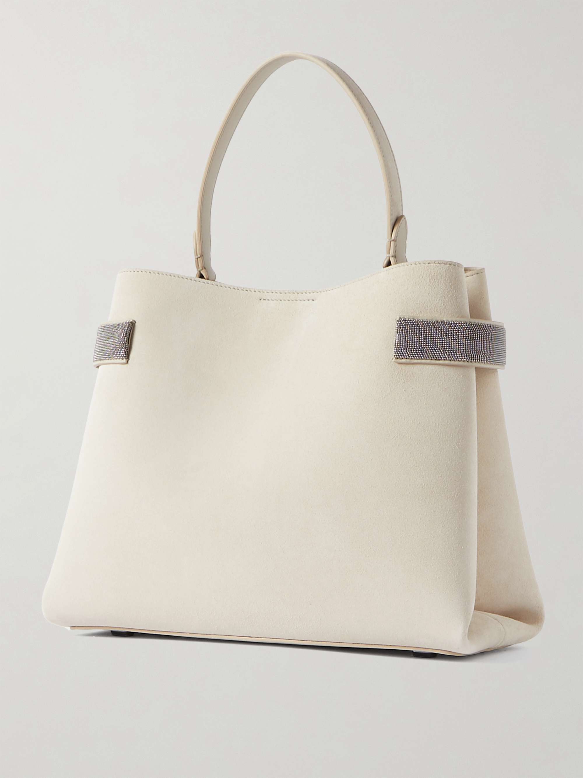 BRUNELLO CUCINELLI Bead-embellished suede shoulder bag