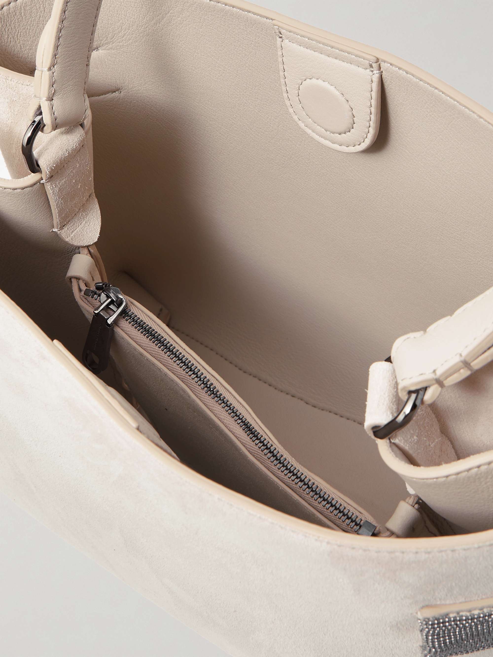 BRUNELLO CUCINELLI Bead-embellished suede shoulder bag