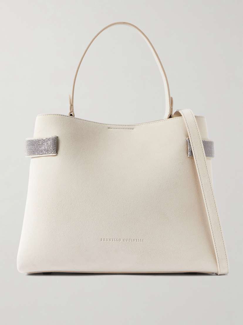 Brunello Cucinelli Bead-embellished Suede Shoulder Bag