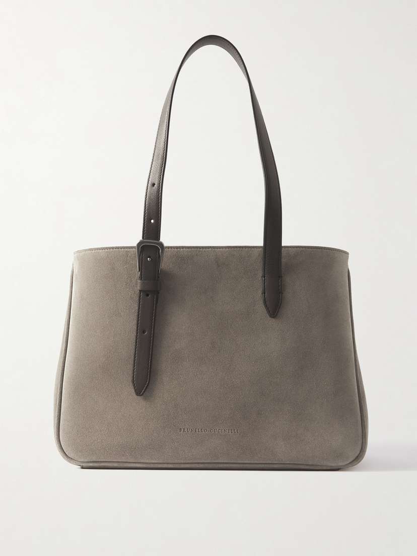 Brunello Cucinelli Leather-trimmed Suede Tote