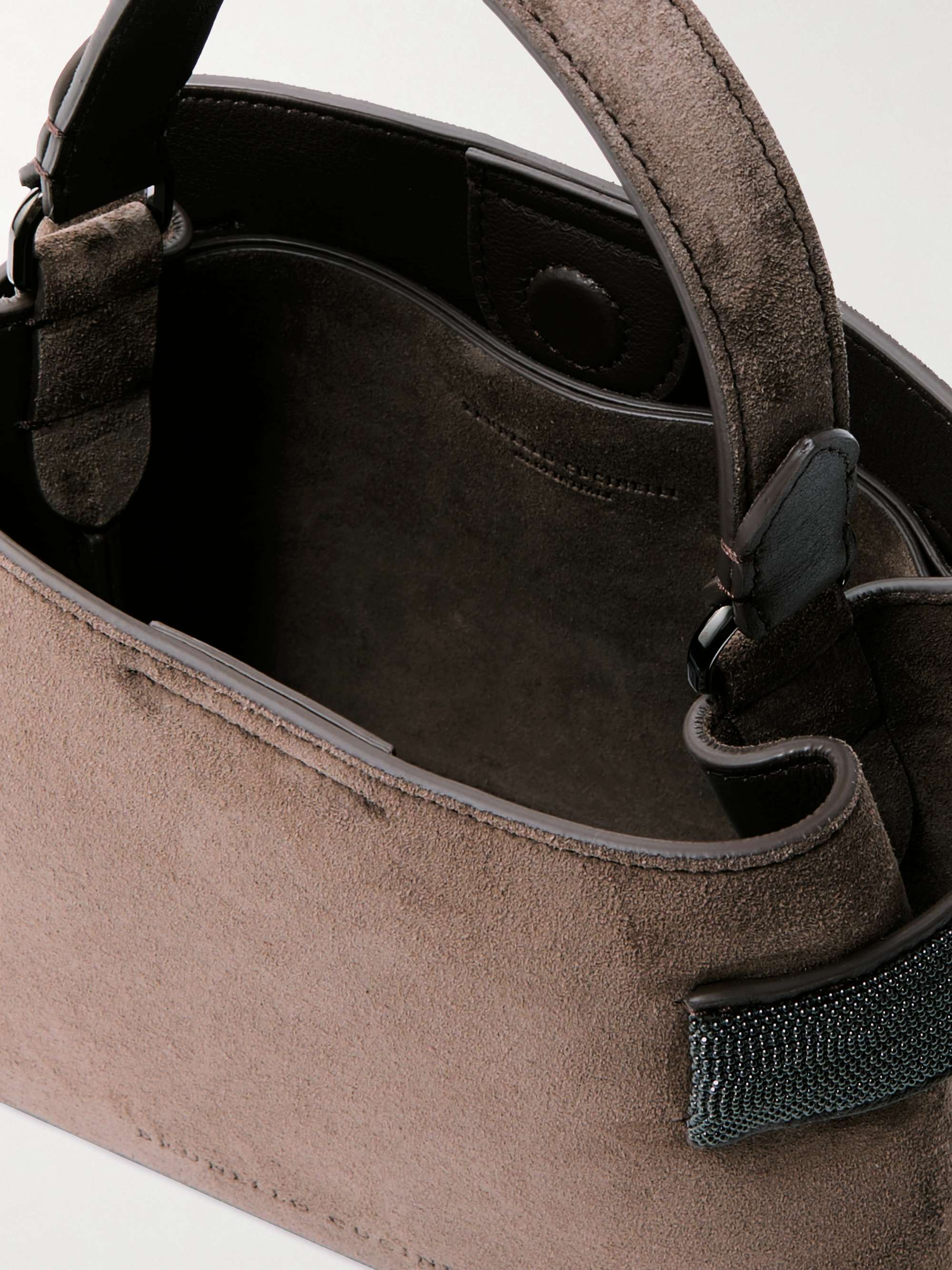 BRUNELLO CUCINELLI Bead-embellished suede shoulder bag