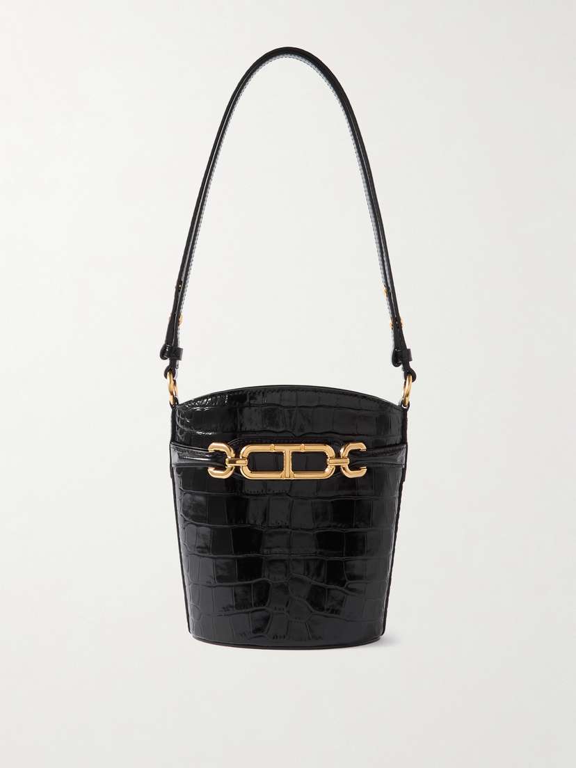 Tom Ford Embellished Croc-effect Leather Shoulder Bag