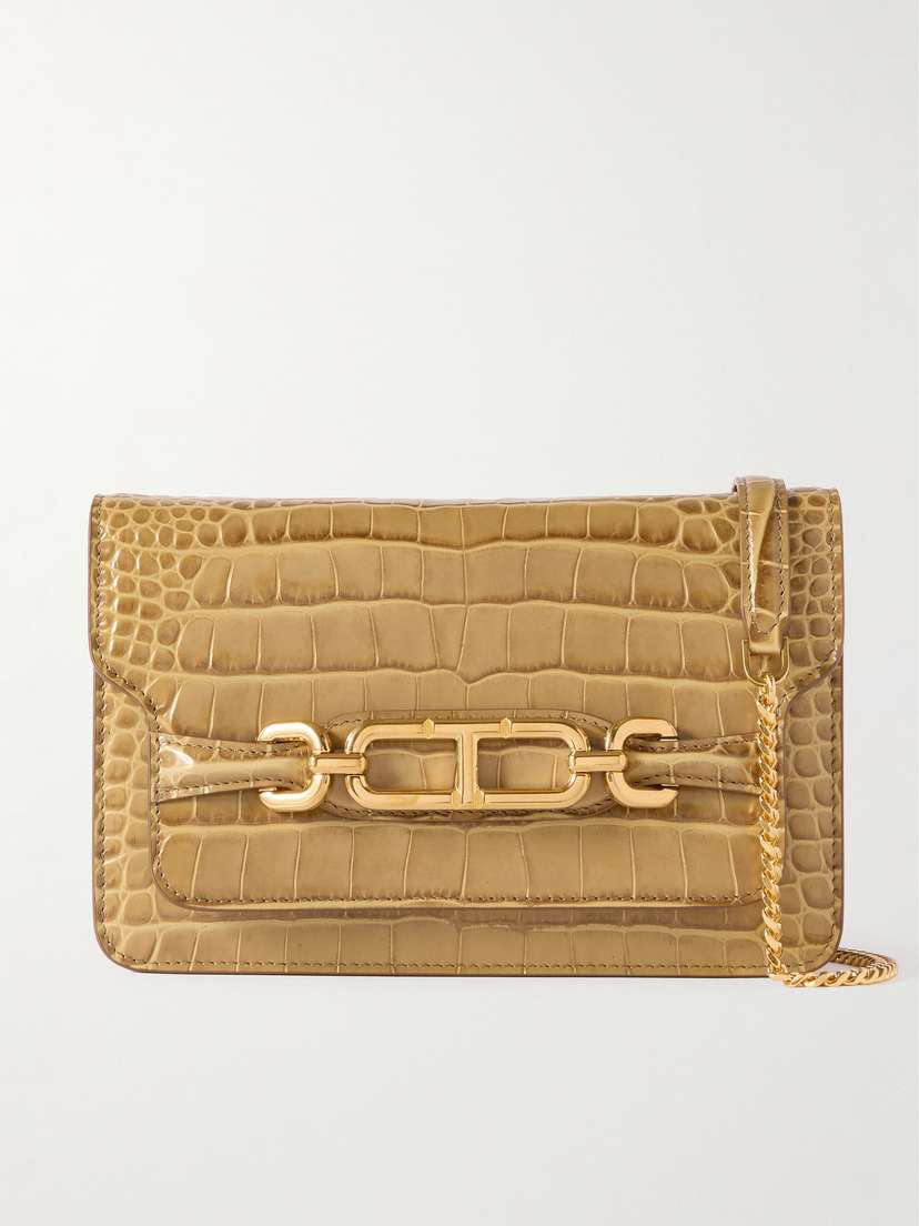 Tom Ford Small Glossed Croc-effect Leather Shoulder Bag