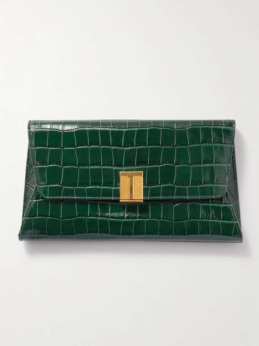 Tom Ford Nobile Croc-effect Patent-leather Clutch