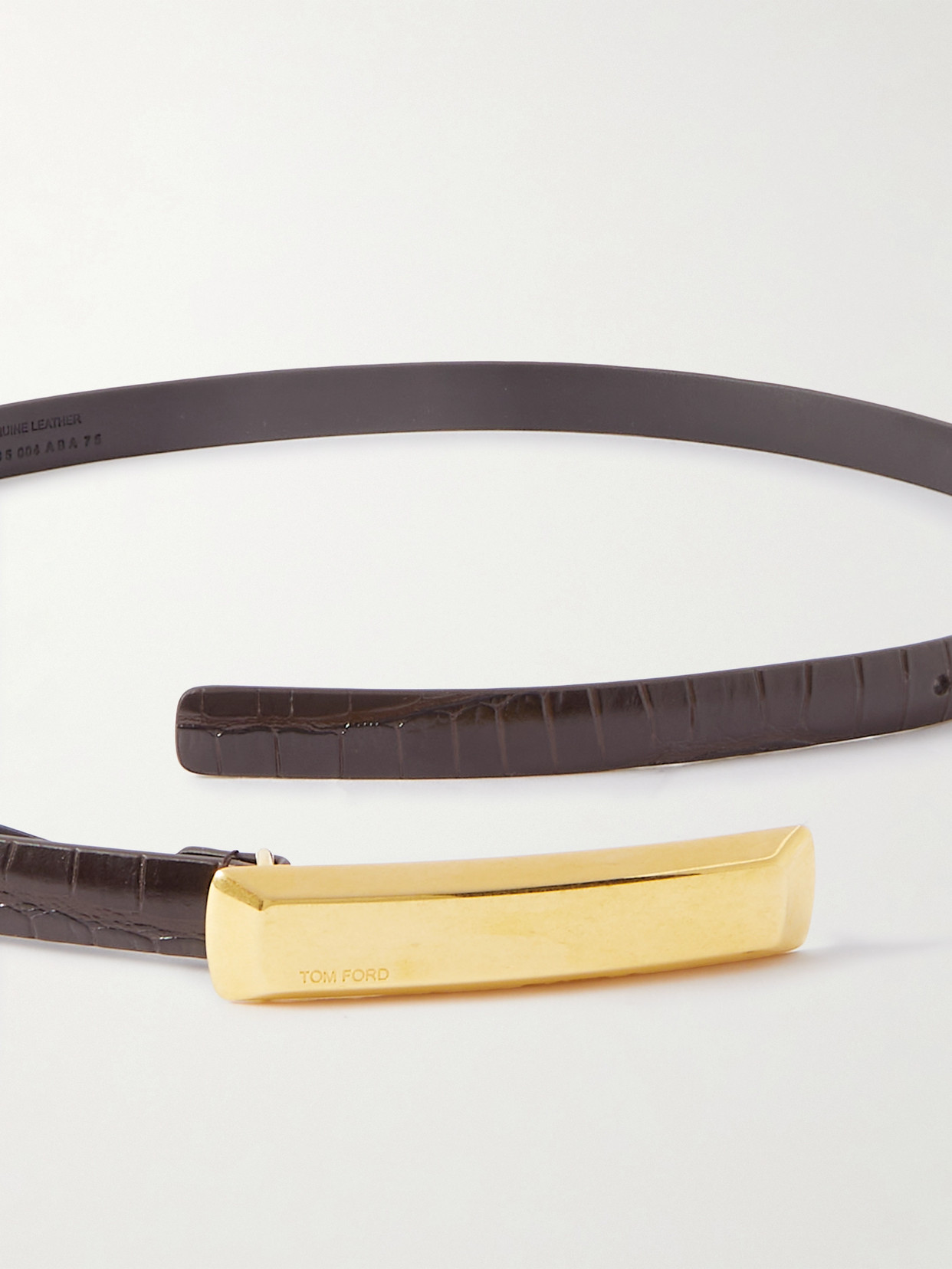 Tom Ford Bar Croc-effect Leather Belt In Brown