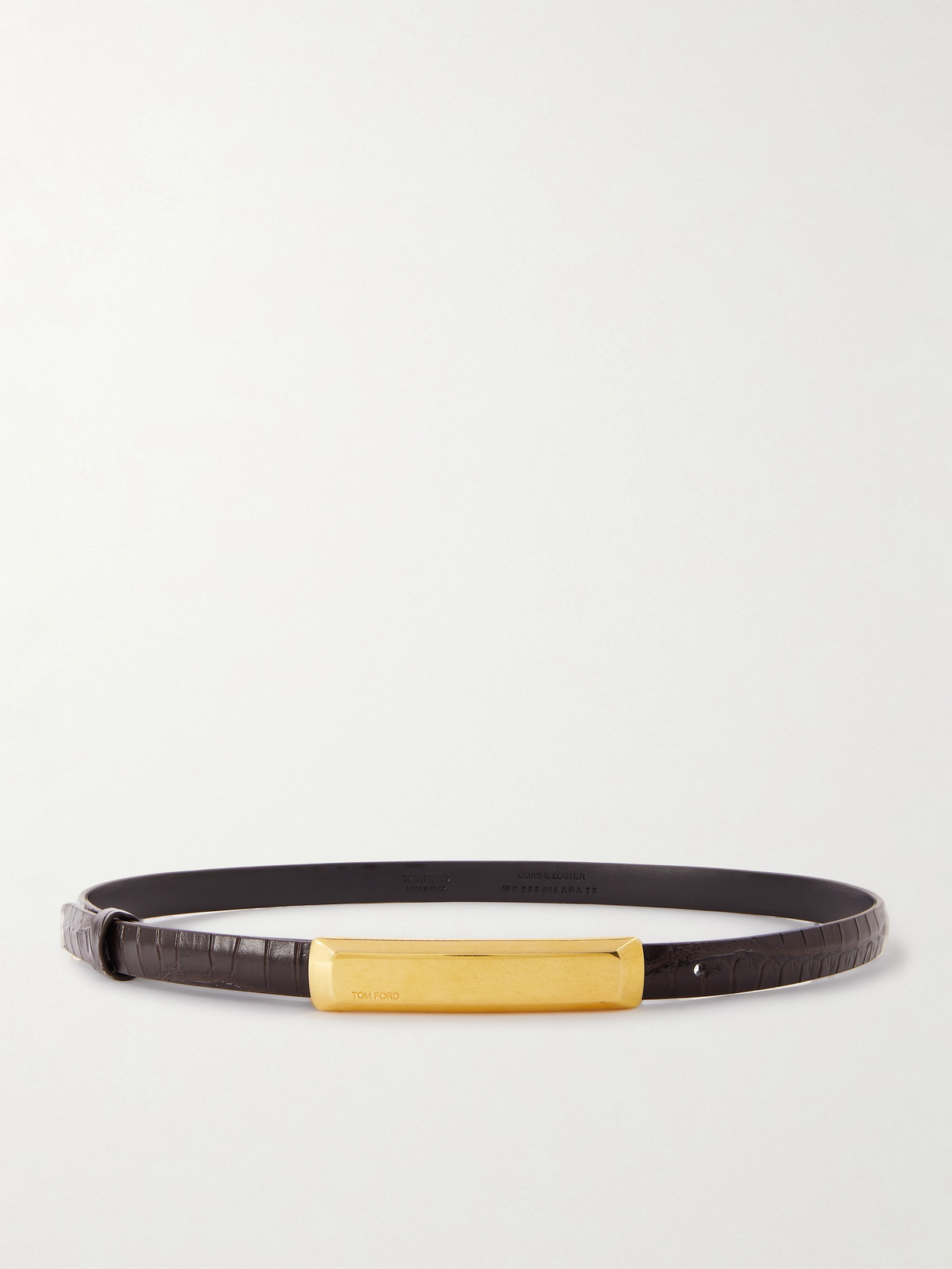 Tom Ford Bar Croc-effect Leather Belt In Brown