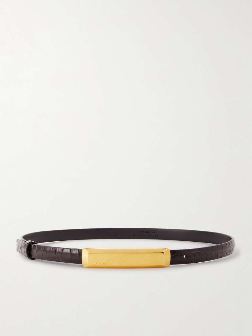 Tom Ford Bar Croc-effect Leather Belt