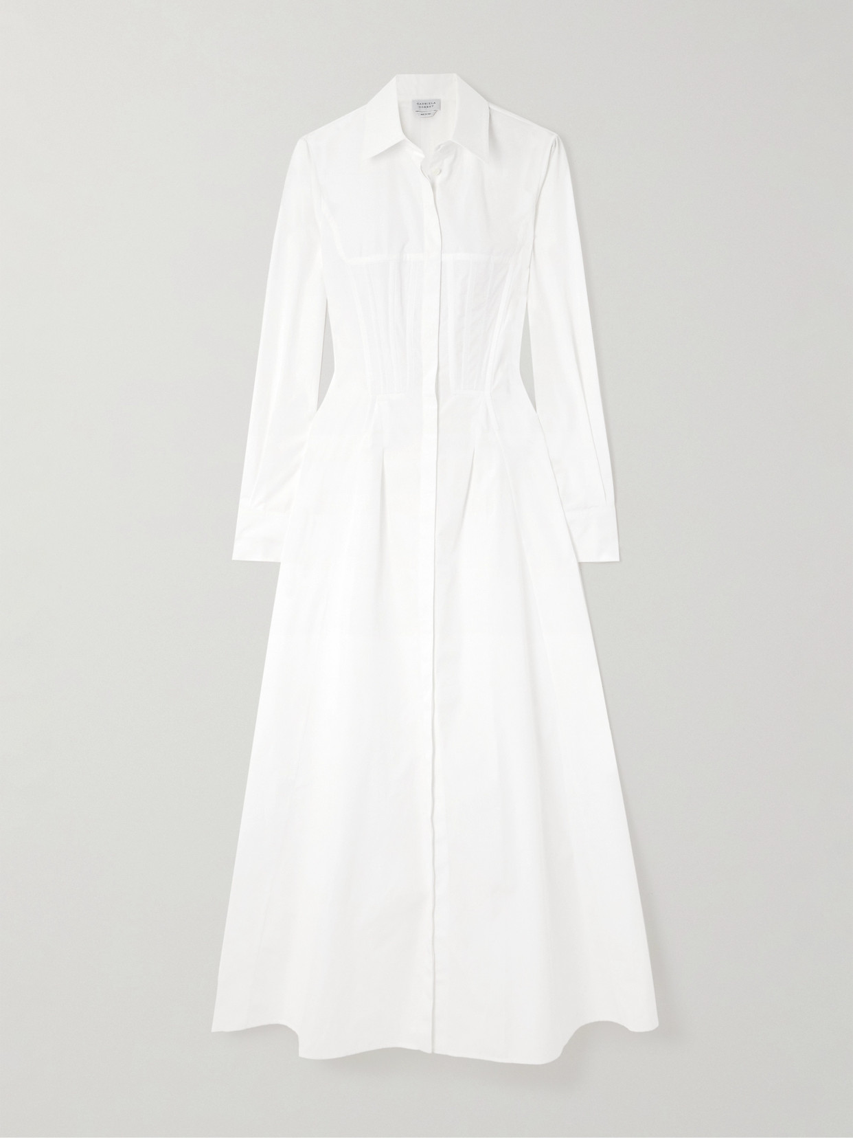 Gabriela Hearst Eugene Pleated Cotton-poplin Maxi Shirt Dress In White
