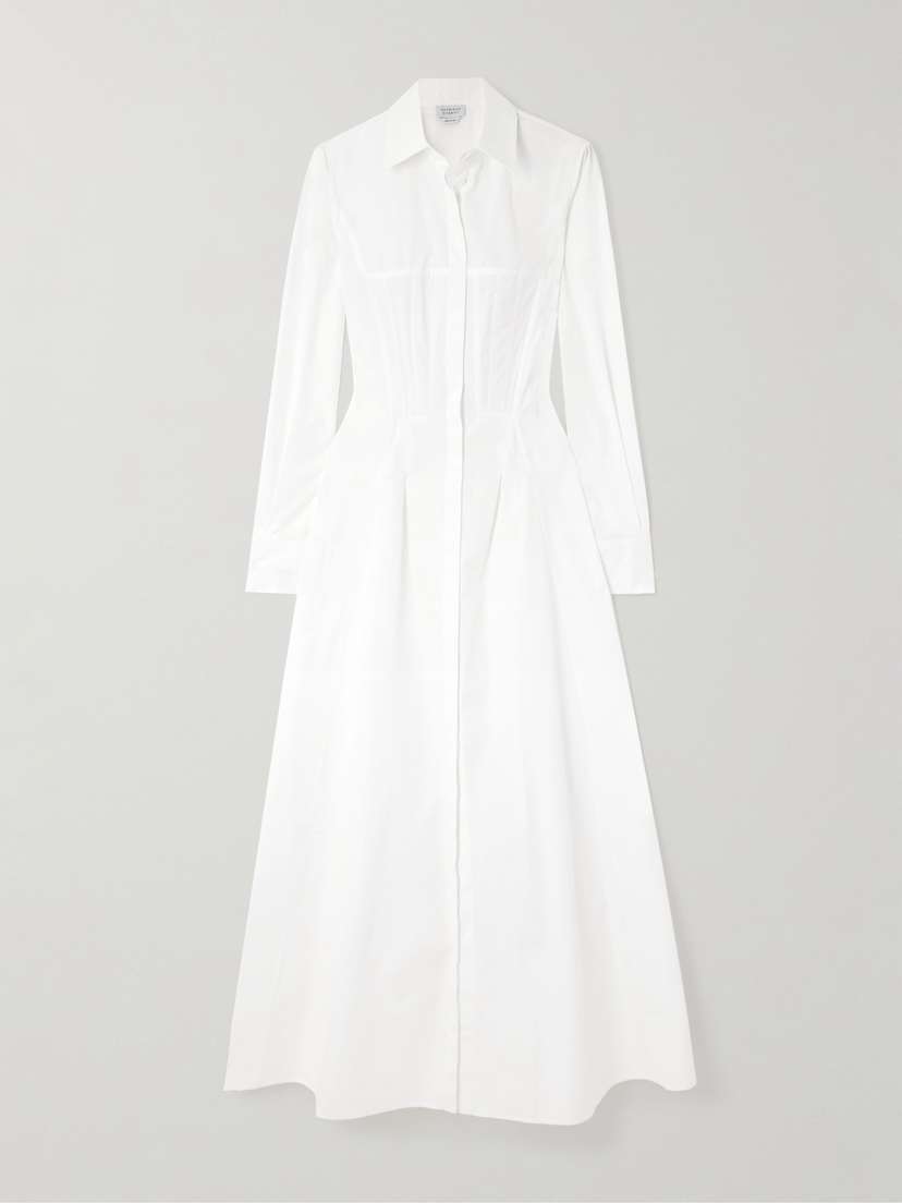 Gabriela Hearst Eugene Pleated Cotton-poplin Maxi Shirt Dress