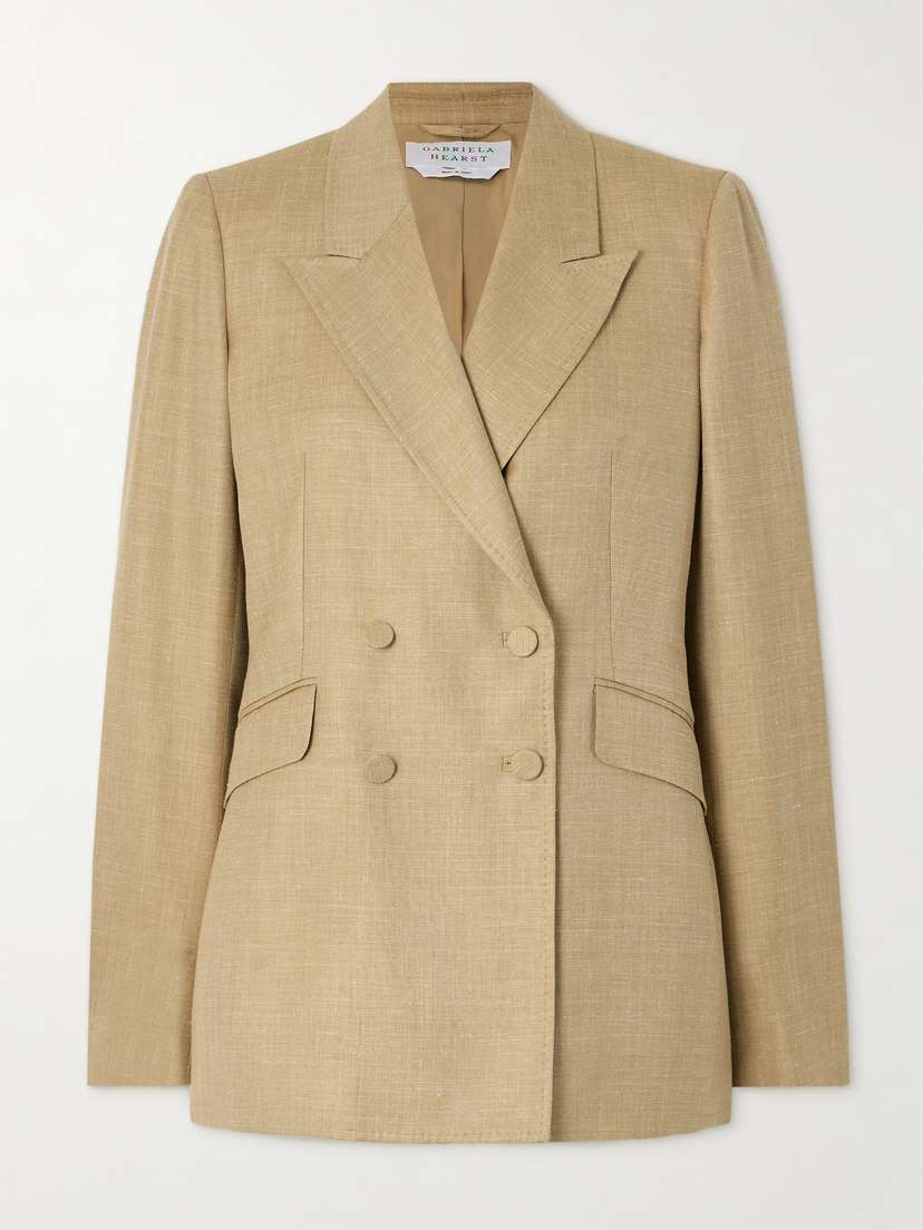 Gabriela Hearst Stephanie Double-breasted Wool, Silk And Linen-blend Blazer