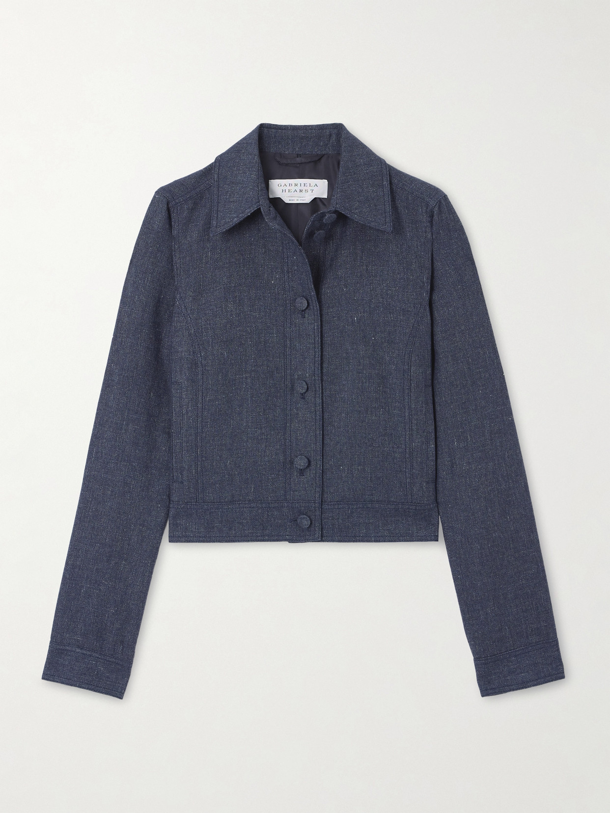 Gabriela Hearst Thereza Cropped Linen, Wool, Silk And Cashmere-blend Jacket In Blue