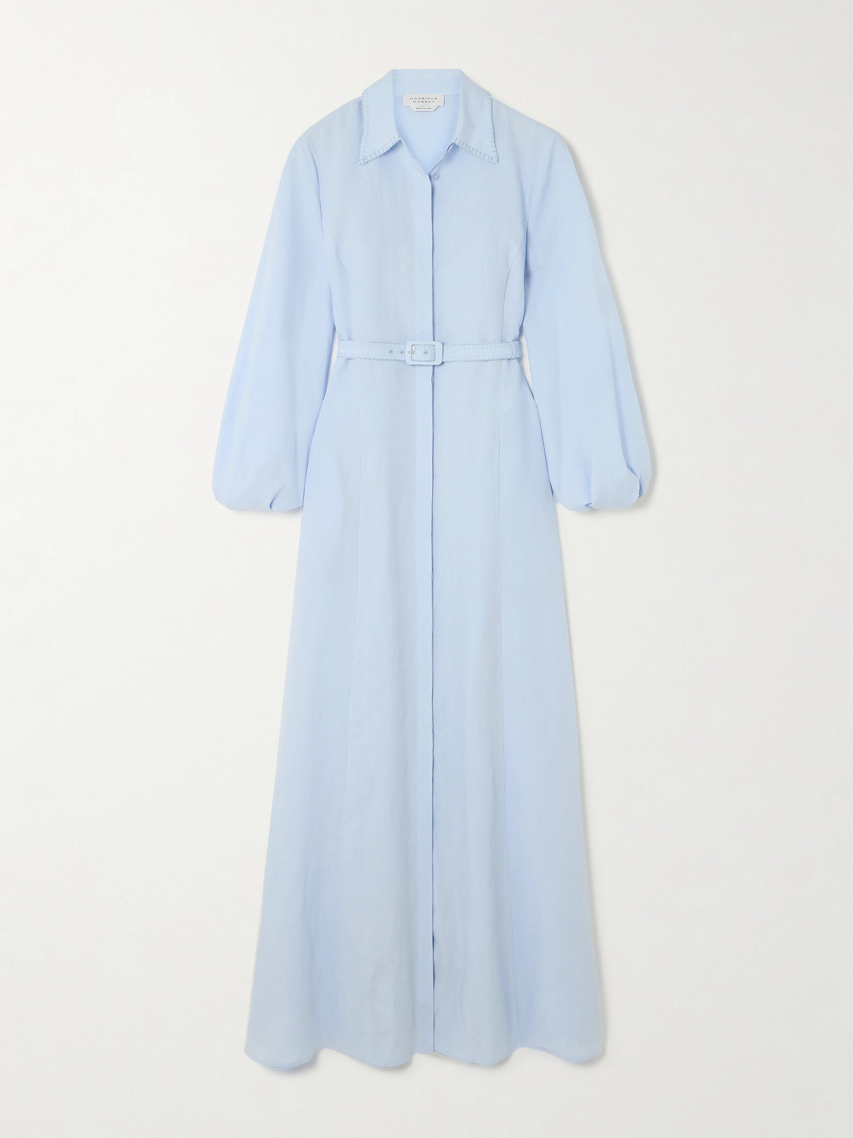 Gabriela Hearst - Breton Belted Linen Maxi Shirt Dress - Blue